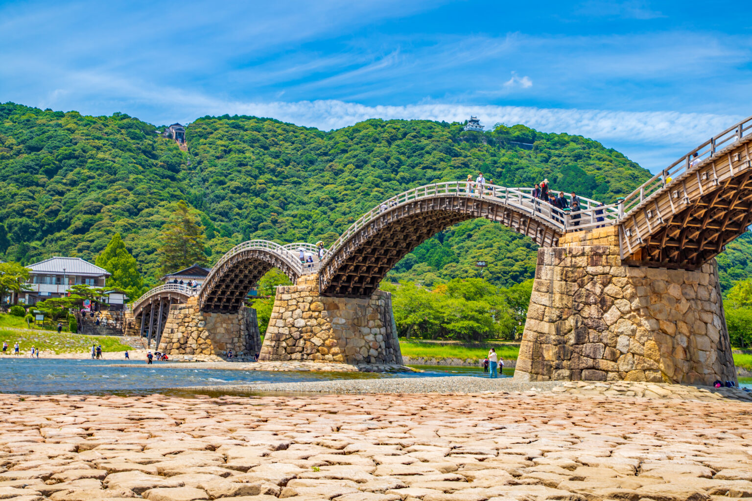 晴天の錦帯橋（山口県岩国市）